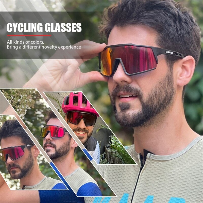 Óculos Polarizados p/ciclismo, caminhadas, e atividades ao ar livre - Marca Kapvoe ( c/ bolsa  e 1 a 4 lentes removíveis)