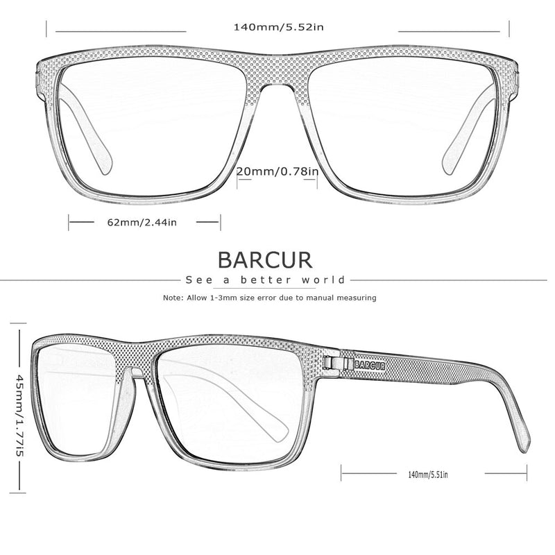 BARCUR Design TR90 Óculos de Sol (Inclui Caixa/Bolsa)