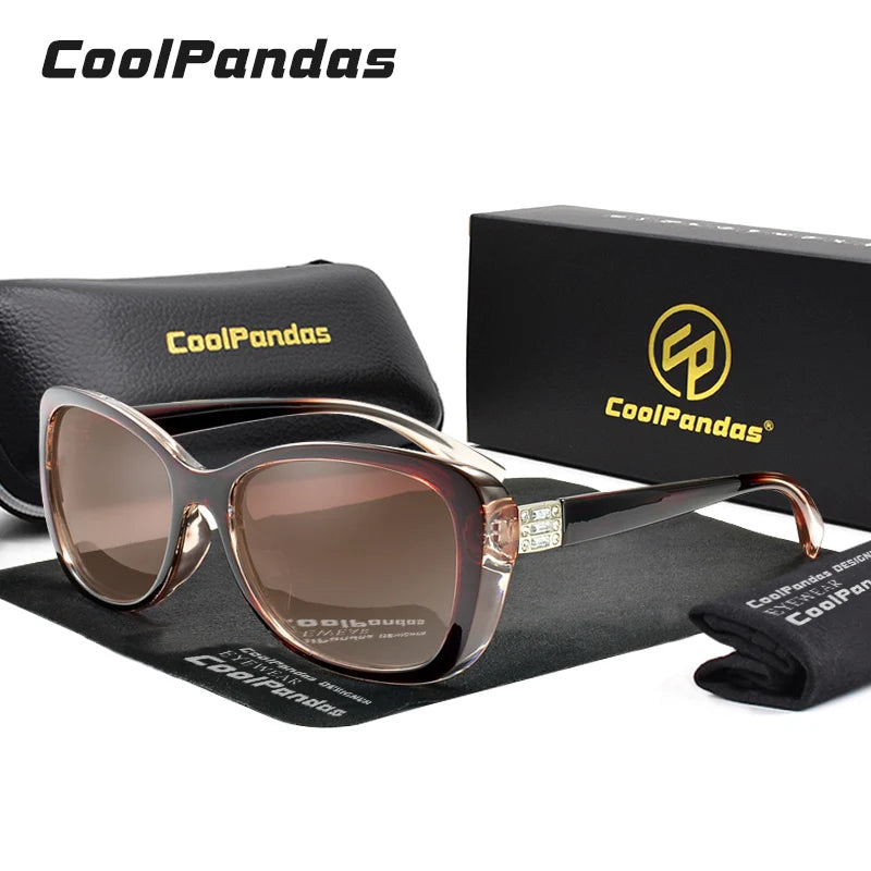 Nova marca de luxo óculos de sol feminino  - Marca Cool Pandas ( Inclui caixa/bolsa)