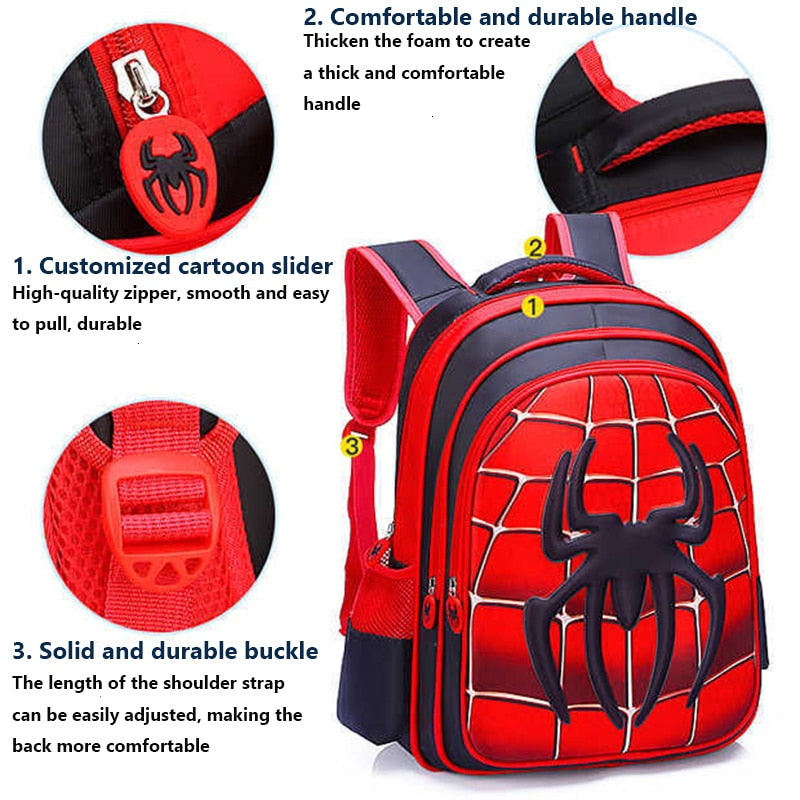 Mochila Escola 3D, impermeável  - Homem Aranha ( com e sem estojo escolar)